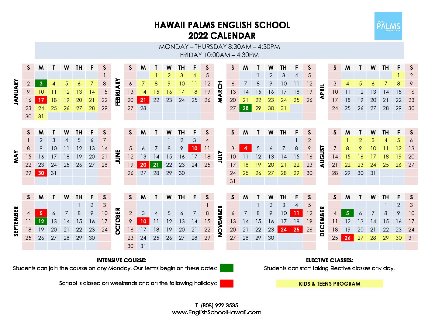 Programs - Hawaii Palms English School | Enjoy Hawaii Study in Hawaii!